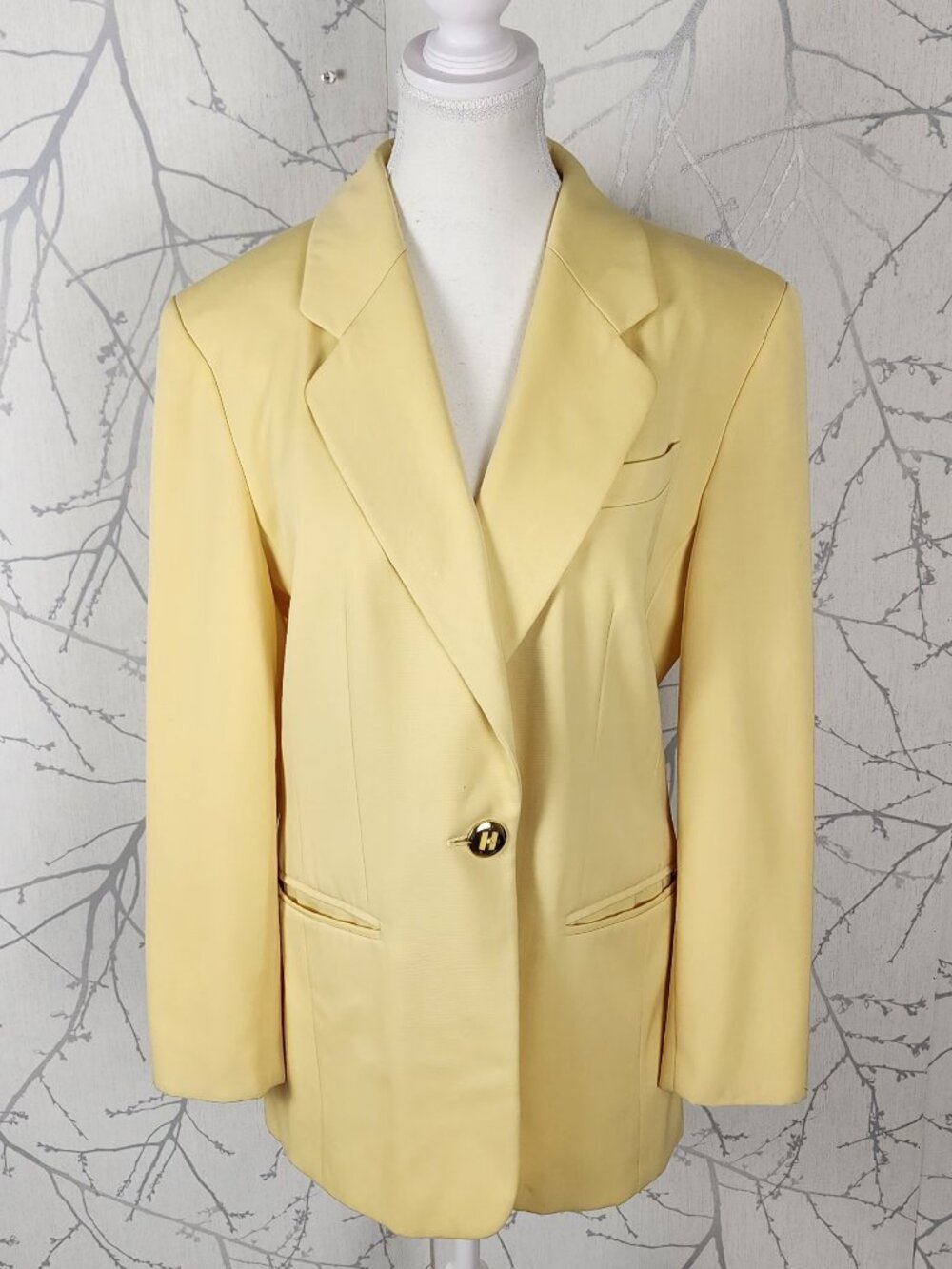 ARA Pale Yellow Wool Blend Single Button Blazer
